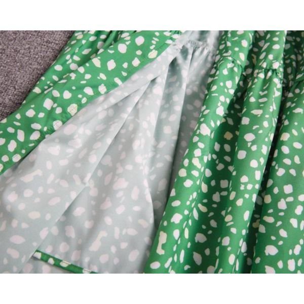 Elegant Green V-Neck Front Hem Slit Maxi Dress - Image 7